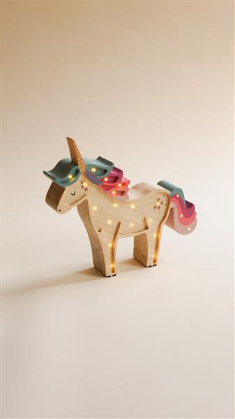 Grote foto houten decoratieve lamp unicorn 2xaa batterijen zonder dimfunctie of afstandsbediening kinderen en baby complete kinderkamers