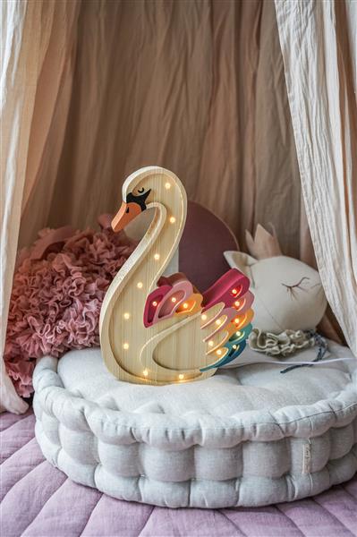 Grote foto houten decoratieve lamp zwaan rainbow 2xaa batterijen zonder dimfunctie of afstandsbediening kinderen en baby complete kinderkamers