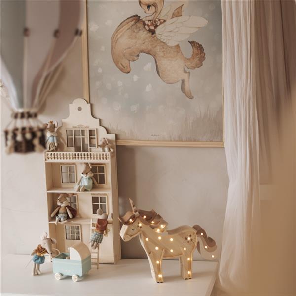 Grote foto houten decoratieve lamp unicorn beige 2xaa batterijen zonder dimfunctie of afstandsbediening kinderen en baby complete kinderkamers