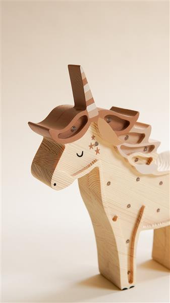 Grote foto houten decoratieve lamp unicorn beige 2xaa batterijen zonder dimfunctie of afstandsbediening kinderen en baby complete kinderkamers
