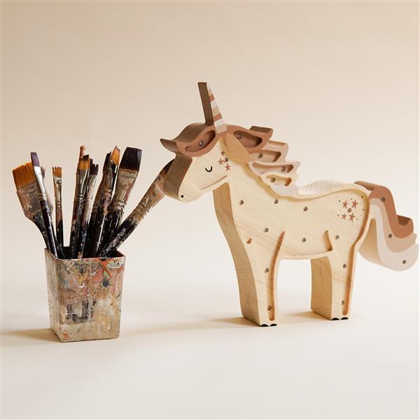 Grote foto houten decoratieve lamp unicorn beige 2xaa batterijen zonder dimfunctie of afstandsbediening kinderen en baby complete kinderkamers