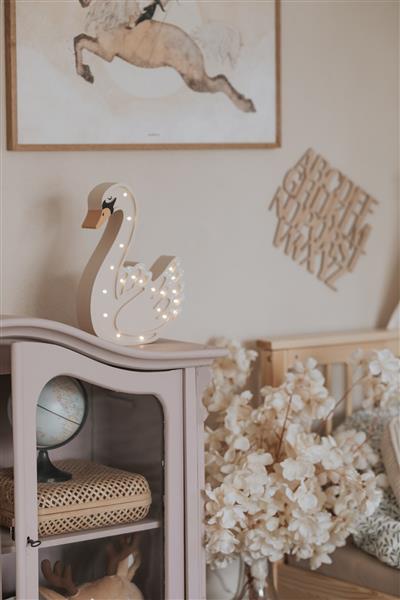 Grote foto houten decoratieve lamp zwaan 2xaa batterijen zonder dimfunctie of afstandsbediening kinderen en baby complete kinderkamers