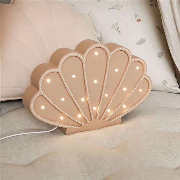 Grote foto houten decoratieve lamp zeeschelp beige 2xaa batterijen zonder dimfunctie of afstandsbediening kinderen en baby complete kinderkamers