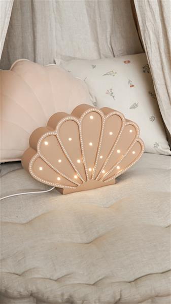 Grote foto houten decoratieve lamp zeeschelp beige 2xaa batterijen zonder dimfunctie of afstandsbediening kinderen en baby complete kinderkamers