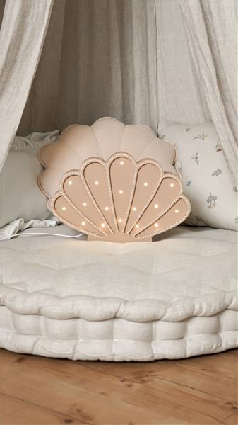 Grote foto houten decoratieve lamp zeeschelp beige 2xaa batterijen zonder dimfunctie of afstandsbediening kinderen en baby complete kinderkamers