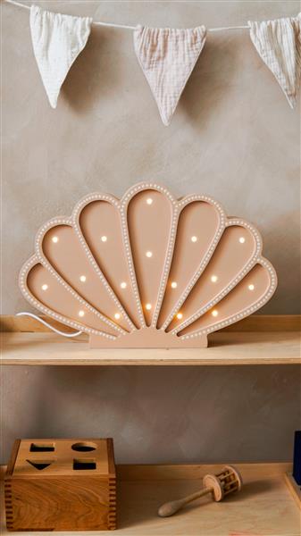 Grote foto houten decoratieve lamp zeeschelp beige 2xaa batterijen zonder dimfunctie of afstandsbediening kinderen en baby complete kinderkamers