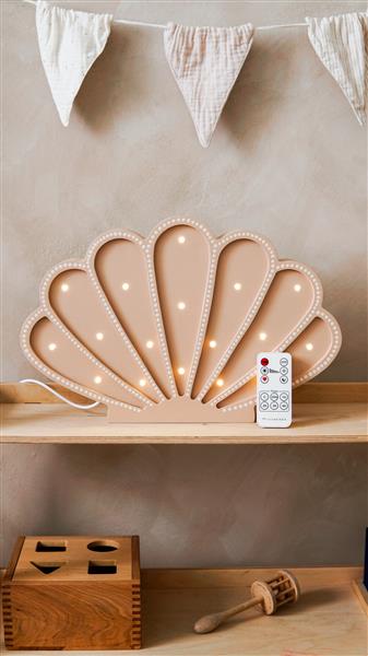 Grote foto houten decoratieve lamp zeeschelp beige 2xaa batterijen zonder dimfunctie of afstandsbediening kinderen en baby complete kinderkamers
