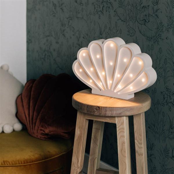 Grote foto houten decoratieve lamp zeeschelp wit 2xaa batterijen zonder dimfunctie of afstandsbediening kinderen en baby complete kinderkamers