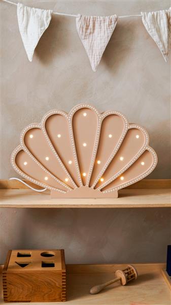 Grote foto houten decoratieve lamp zeeschelp beige 2xaa batterijen zonder dimfunctie of afstandsbediening kinderen en baby complete kinderkamers