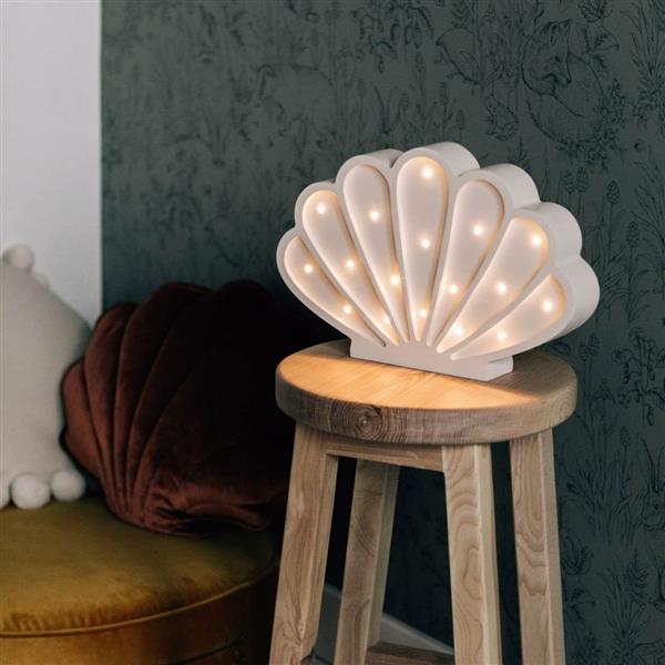 Grote foto houten decoratieve lamp zeeschelp wit 2xaa batterijen zonder dimfunctie of afstandsbediening kinderen en baby complete kinderkamers