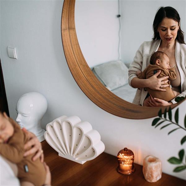 Grote foto houten decoratieve lamp zeeschelp wit 2xaa batterijen zonder dimfunctie of afstandsbediening kinderen en baby complete kinderkamers