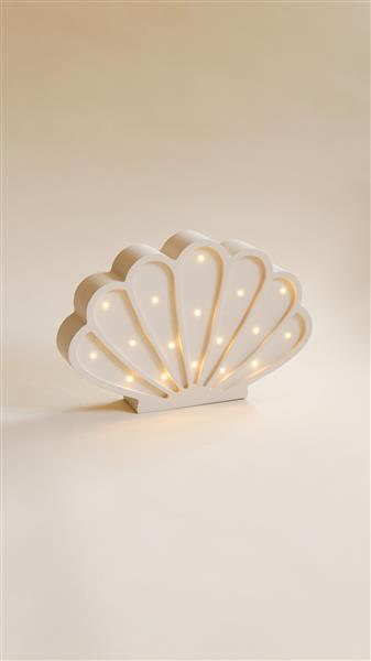 Grote foto houten decoratieve lamp zeeschelp wit 2xaa batterijen zonder dimfunctie of afstandsbediening kinderen en baby complete kinderkamers