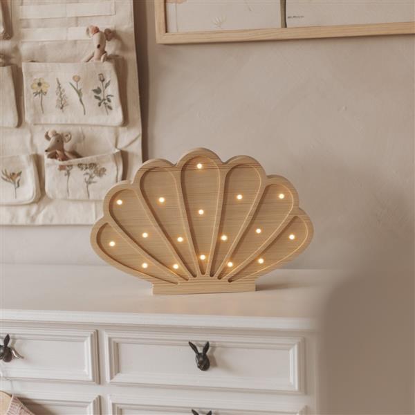 Grote foto houten decoratieve lamp zeeschelp naturel 2xaa batterijen zonder dimfunctie of afstandsbedienin kinderen en baby complete kinderkamers