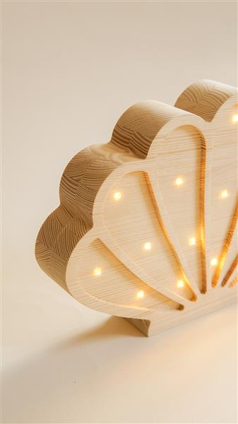 Grote foto houten decoratieve lamp zeeschelp naturel 2xaa batterijen zonder dimfunctie of afstandsbedienin kinderen en baby complete kinderkamers