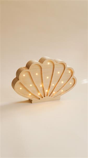 Grote foto houten decoratieve lamp zeeschelp naturel 2xaa batterijen zonder dimfunctie of afstandsbedienin kinderen en baby complete kinderkamers