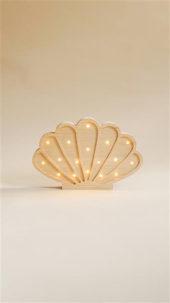 Grote foto houten decoratieve lamp zeeschelp naturel 2xaa batterijen zonder dimfunctie of afstandsbedienin kinderen en baby complete kinderkamers