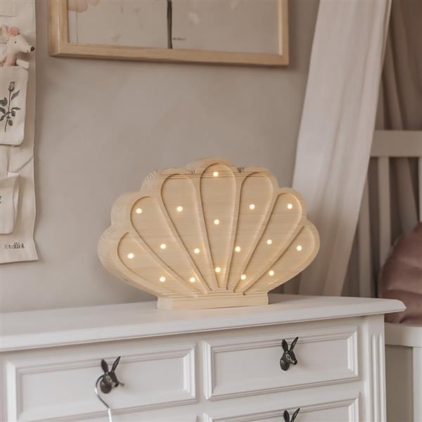 Grote foto houten decoratieve lamp zeeschelp naturel 2xaa batterijen zonder dimfunctie of afstandsbedienin kinderen en baby complete kinderkamers