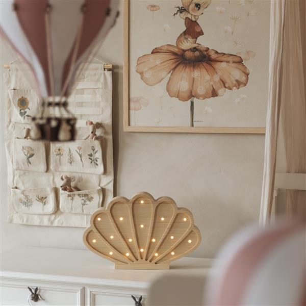 Grote foto houten decoratieve lamp zeeschelp naturel 2xaa batterijen zonder dimfunctie of afstandsbedienin kinderen en baby complete kinderkamers