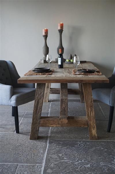 Grote foto kloostertafel massief eikenhout h79xb100xl220 cm huis en inrichting woningdecoratie