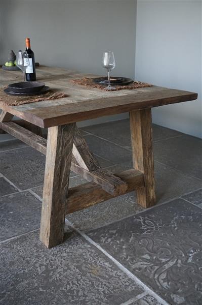 Grote foto kloostertafel massief eikenhout h79xb100xl220 cm huis en inrichting woningdecoratie