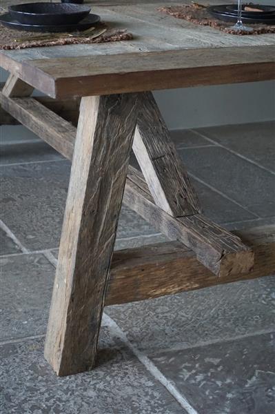 Grote foto kloostertafel massief eikenhout h79xb100xl220 cm huis en inrichting woningdecoratie