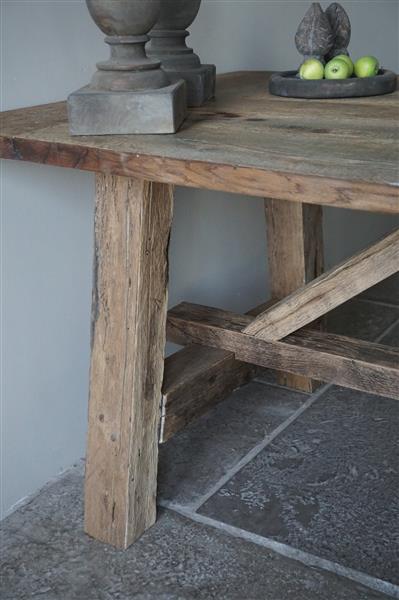 Grote foto kloostertafel massief eikenhout h79xb100xl220 cm huis en inrichting woningdecoratie