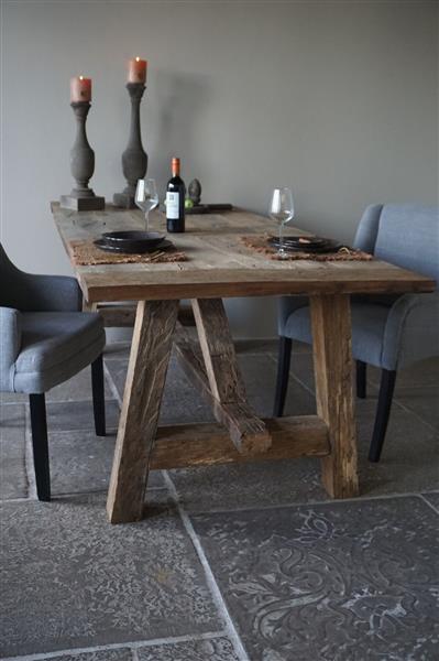 Grote foto kloostertafel massief eikenhout h79xb100xl220 cm huis en inrichting woningdecoratie