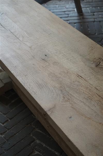 Grote foto eettafel bankje oud eikenhout bolpoot b160 cm huis en inrichting woningdecoratie
