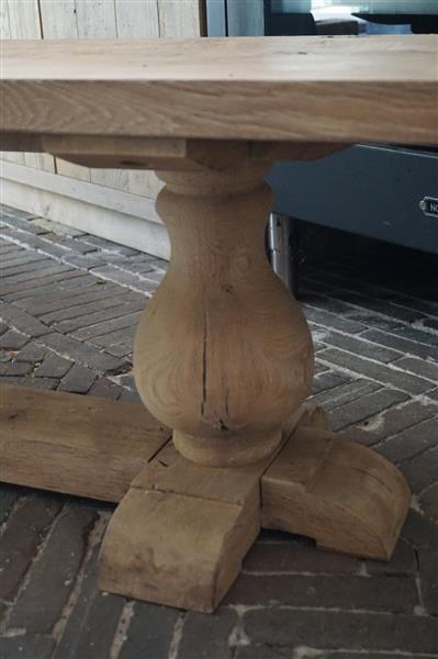 Grote foto eettafel bankje oud eikenhout bolpoot b160 cm huis en inrichting woningdecoratie