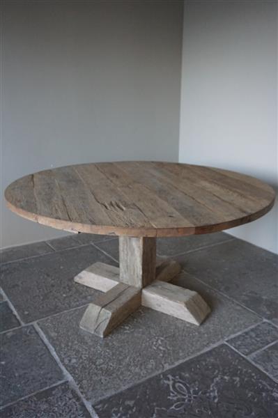 Grote foto eetkamertafel rond geborsteld oud eiken 160 cm huis en inrichting woningdecoratie
