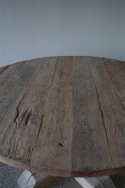 Grote foto eetkamertafel rond geborsteld oud eiken 160 cm huis en inrichting woningdecoratie