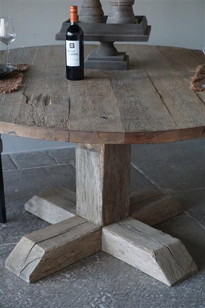 Grote foto eetkamertafel rond geborsteld oud eiken 160 cm huis en inrichting woningdecoratie