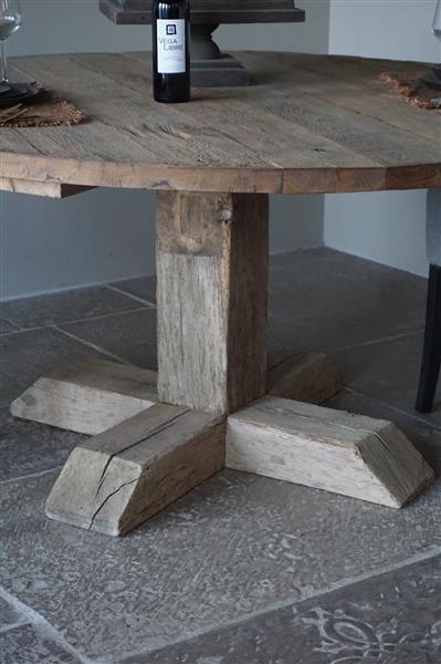 Grote foto eetkamertafel rond geborsteld oud eiken 160 cm huis en inrichting woningdecoratie