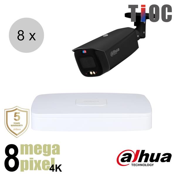 Grote foto dahua 4k ip cameraset tioc 8 bullet camera actieve afschrikking motorzoom 40m ips88dbm audio tv en foto videobewakingsapparatuur