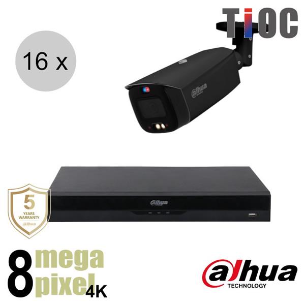 Grote foto dahua 4k ip cameraset tioc 16 bullet camera actieve afschrikking motorzoom 40m ips168d audio tv en foto videobewakingsapparatuur