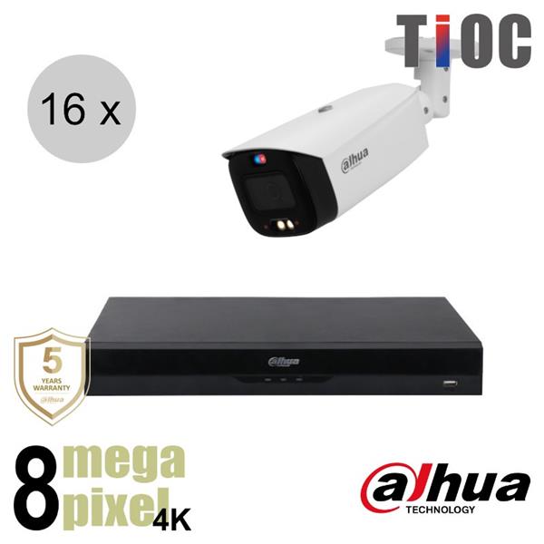 Grote foto dahua 4k ip cameraset tioc 16 bullet camera actieve afschrikking motorzoom 40m ips168d audio tv en foto professionele video apparatuur