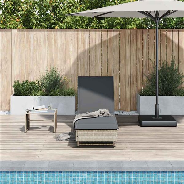 Grote foto vidaxl ligbed met wielen en kussens poly rattan lichtgrijs tuin en terras tuinmeubelen