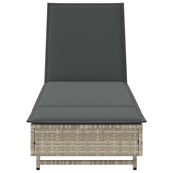Grote foto vidaxl ligbed met wielen en kussens poly rattan lichtgrijs tuin en terras tuinmeubelen