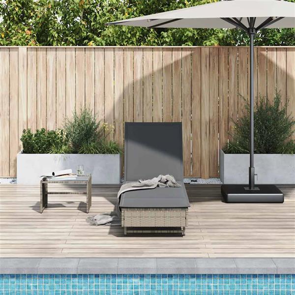 Grote foto vidaxl ligbed met wielen en kussen poly rattan grijs tuin en terras tuinmeubelen