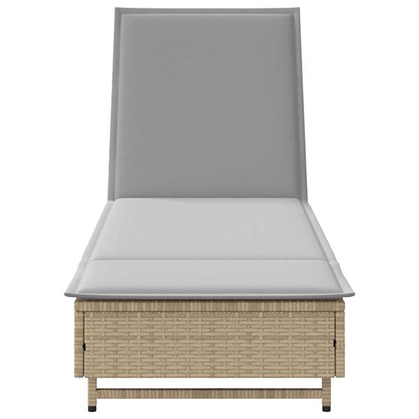 Grote foto vidaxl ligbed met wielen en kussen poly rattan grijs tuin en terras tuinmeubelen