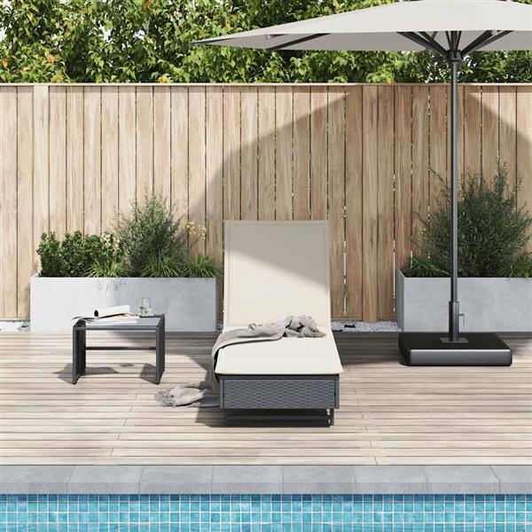 Grote foto vidaxl ligbed met wielen en kussen poly rattan bruin tuin en terras tuinmeubelen