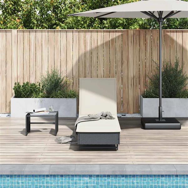 Grote foto vidaxl ligbed met wielen en kussen poly rattan zwart tuin en terras tuinmeubelen