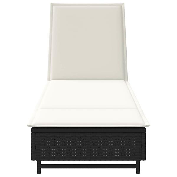Grote foto vidaxl ligbed met wielen en kussen poly rattan zwart tuin en terras tuinmeubelen