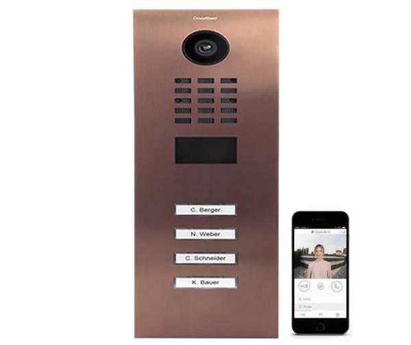 Grote foto doorbird ip intercom d2104v brons afwerking aantal 4 drukknoppen audio tv en foto videobewakingsapparatuur