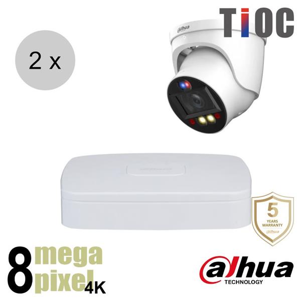 Grote foto dahua 4k ip cameraset tioc 2 turret dome camera actieve afschrikking motorzoom 40m ips audio tv en foto videobewakingsapparatuur