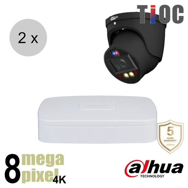 Grote foto dahua 4k ip cameraset tioc 2 turret dome camera actieve afschrikking motorzoom 40m ips audio tv en foto professionele video apparatuur