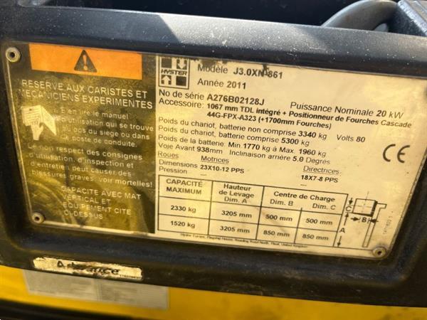Grote foto hyster j3.0xn heftruck forklift 2delig 320 freelift sideshift 2011 agrarisch heftrucks
