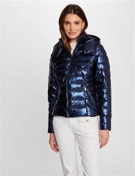 Grote foto gemetalliseerde gewatteerde jas met capuchon 242 gelola blauw kleding dames jassen zomer