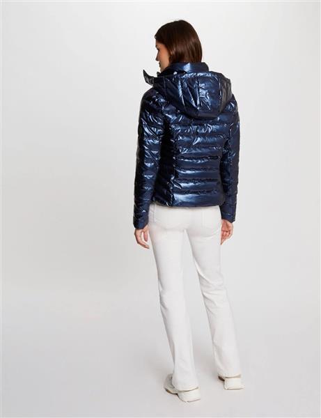 Grote foto gemetalliseerde gewatteerde jas met capuchon 242 gelola blauw kleding dames jassen zomer