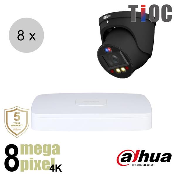 Grote foto dahua 4k ip cameraset tioc 8 turret dome camera actieve afschrikking motorzoom 40m ips audio tv en foto videobewakingsapparatuur